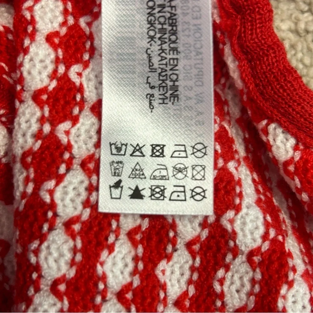 Zara red white printed knit halter crop top Sz M NWT - Picture 7 of 10
